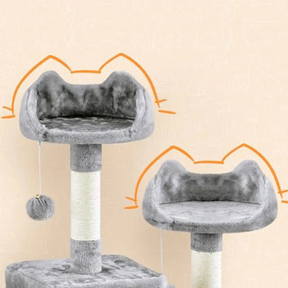 Light Gray Cat Tower 82.5in with Hammock Scratching Posts 2 Condos 2 Perches Basket for Large Cats Multi-Level Cat Tree